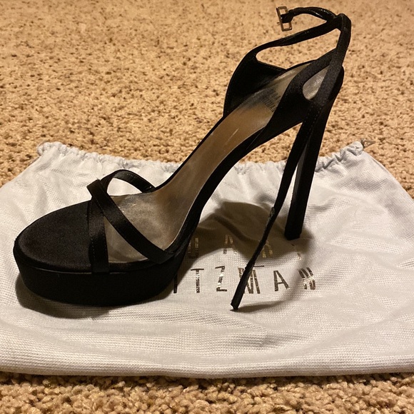 Stuart Weitzman satin black 5” heels size 8 wide - Picture 12 of 12
